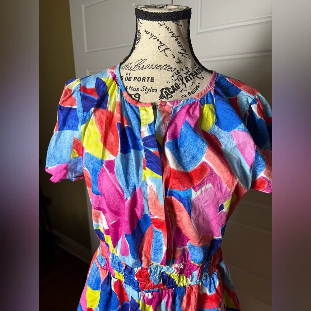 Rachel Zoe Colorful Cotton Blend Short Dress - Picture 3 of 7